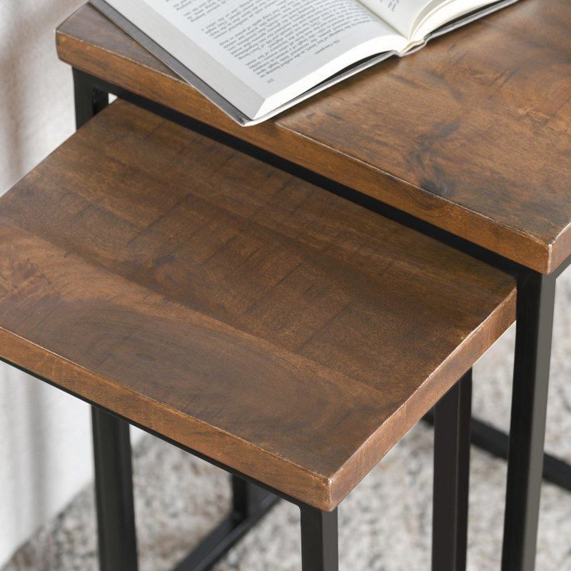 Tables gigognes en C Eastville, Noir / brun acajou