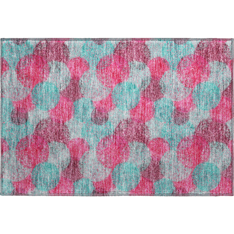 Tapis rose Prisco lavable à la machine de qualité supérieure, Rectangle 1 pi 8 po x 2 pi 6 po