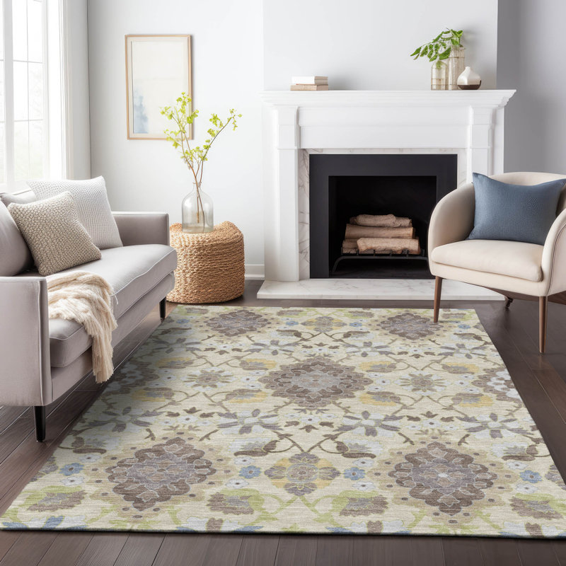 Vespera Ivory Washable Indoor-Outdoor Rug - , 10' x 14'