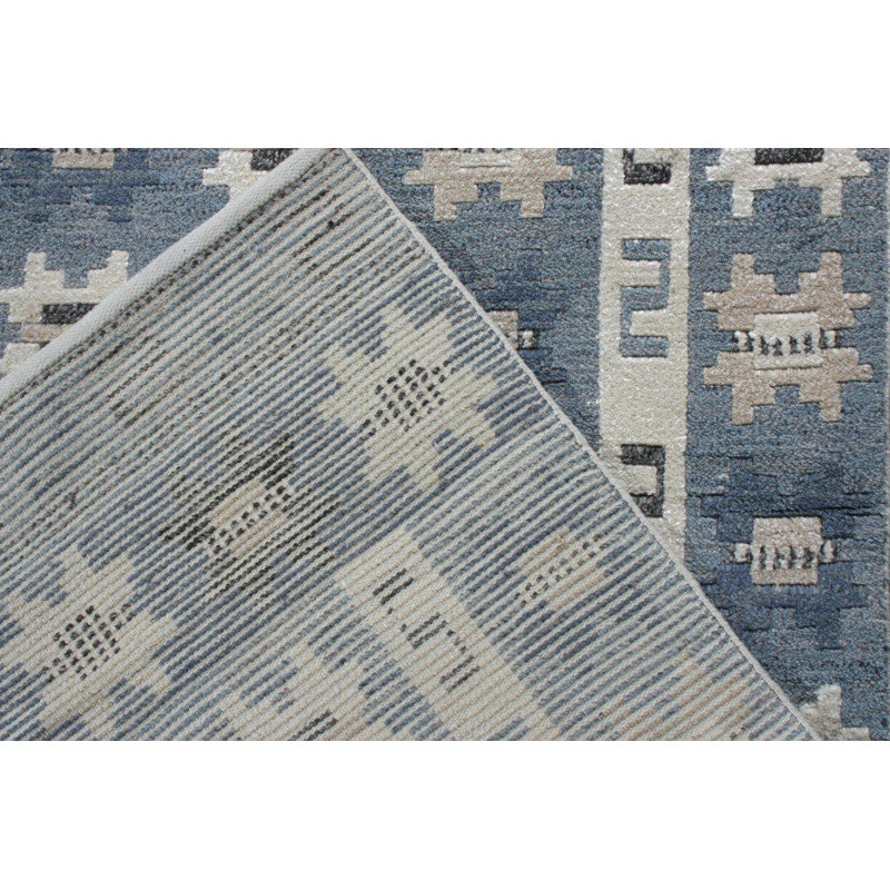 Scandinavian Hand Knotted Wool Geometric Area Rug, Rectangle 8' x 10'