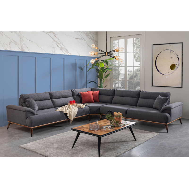Velvet L-Shaped Sectional Right Hand Facing