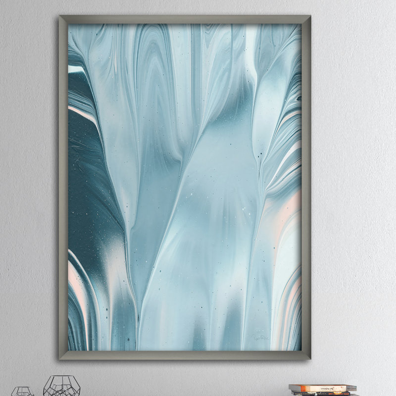 « blue modern water i », reproduction d’image sur toile, Cadre argenté, H 20 po x l 12 po x P 1po