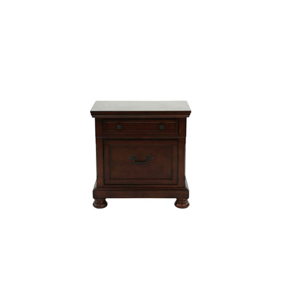 Table de chevet en bois avec détails cerisier antique, H 29 po x 18 po x 30 po en bois, 28,47 x 17,72 x 30,48 po