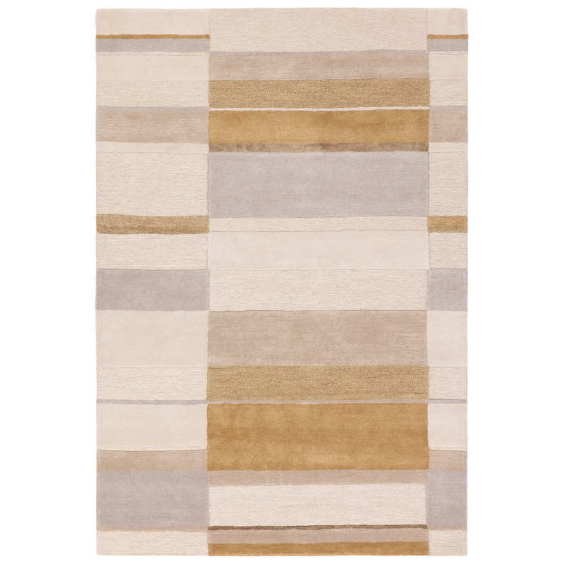 Tapis ivoire et jaune à motif géométrique fait à la main Collman Berkay ICO18, Rectangulaire 8 pi x 10 pi