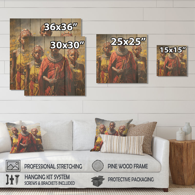 «African Samburi Vibrance III» - impression Balenciaga sur bois, H 15 po x l 15 po