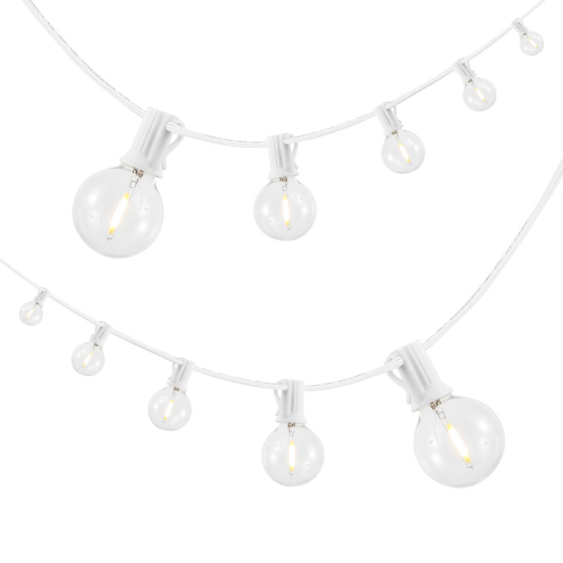 Guirlande de 25 lumières sphériques d'extérieur 25 '(connectables de bout en bout), Blanc