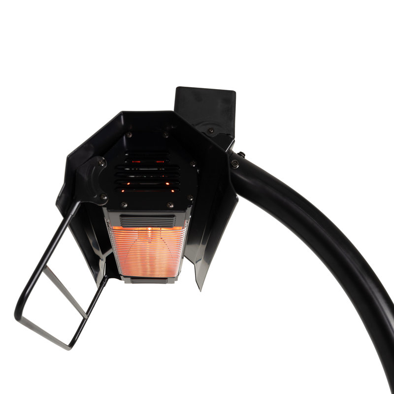 Black Powder Coated Steel Telescoping Infrared Patio Heater with Wheels