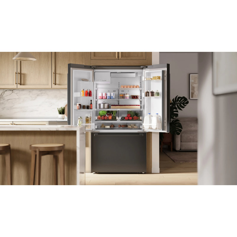 Free-Standing Fridge-Freezer, Black Stainless Steel