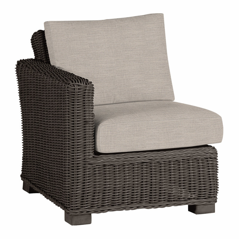 Canapé modulaire rustique tissé à gauche - Noyer noir, Lin Dove Sunbrella®, Welt, Noyer noir