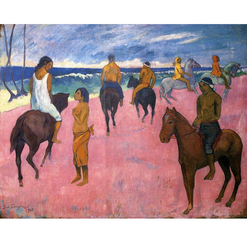 «Red Barrel Studio® Gauguin, Paul», art sur toile tendu sous le titre: Riders On The Beach 1902, H 36 po x l 45 po