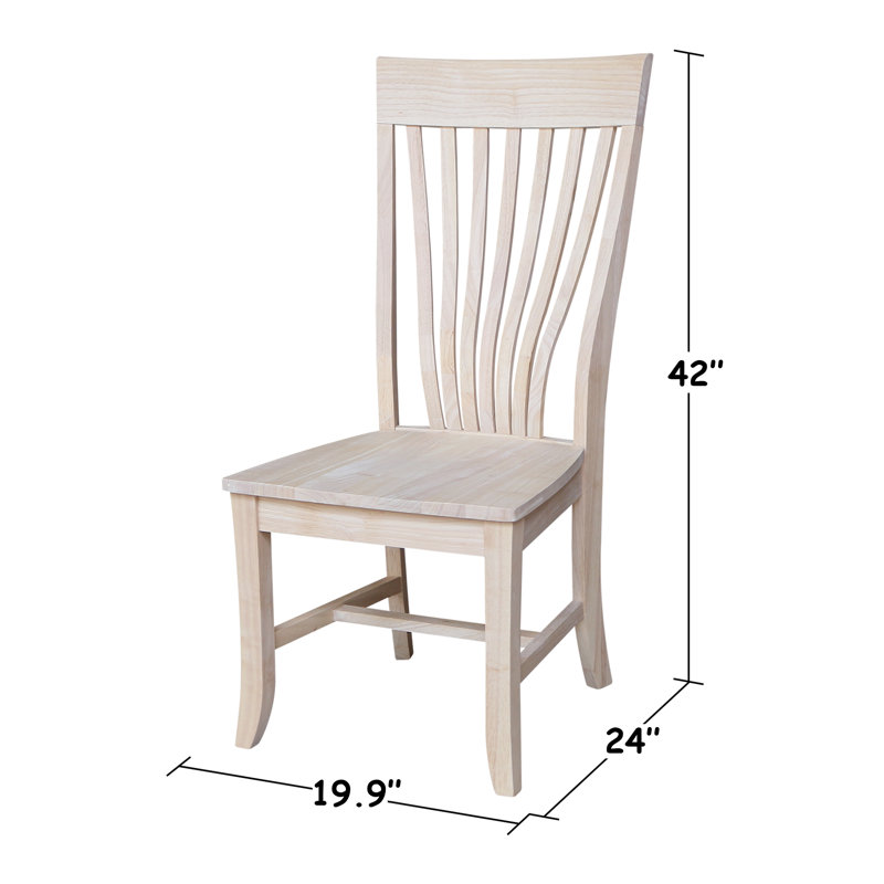 Coggins Solid Wood Slat Back Side Chair, Unfinished