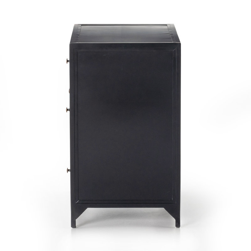 Belmont 3 - Drawer Iron Nightstand, Black