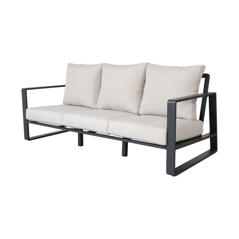 Et table basse - brun beige coussins en aluminium pour un cadre extérieur moderne élégant avec espace de détente rectangulaire
