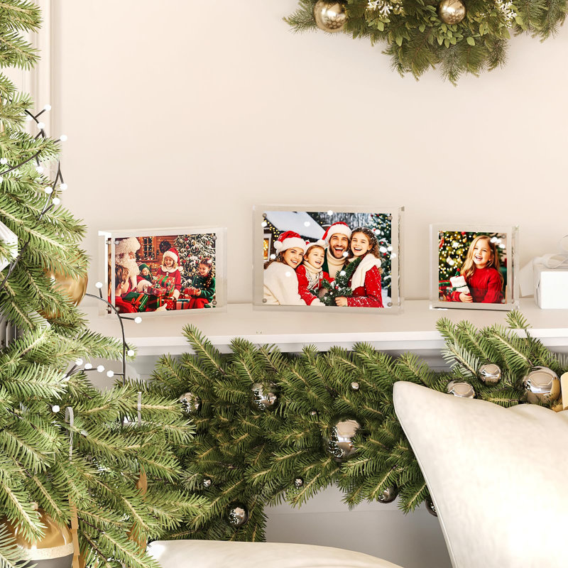 5X7 Acrylic Frames 6 Pack, 20Mm Thicker Frameless Clear Picture Frames, Double Sided Magnetic Picture Frames, Free Standing Desktop Display