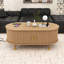 Table basse moderne avec portes coulissantes, ports USB et panneau de fibres à densité moyenne robuste-137622796