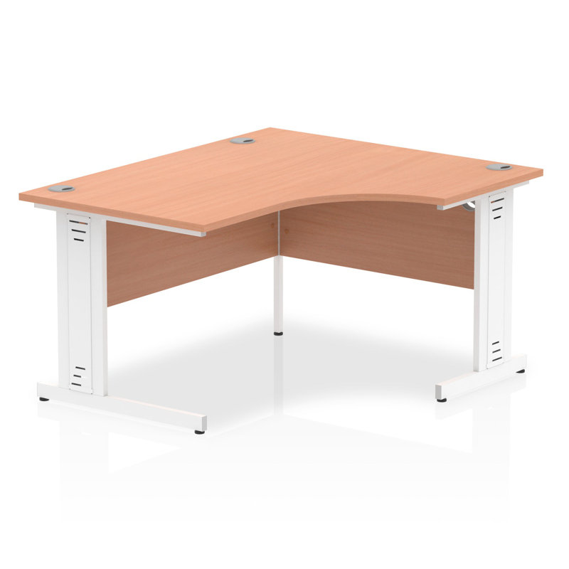 Impulse L-Shaped Metal Base Computer Desk, Beech