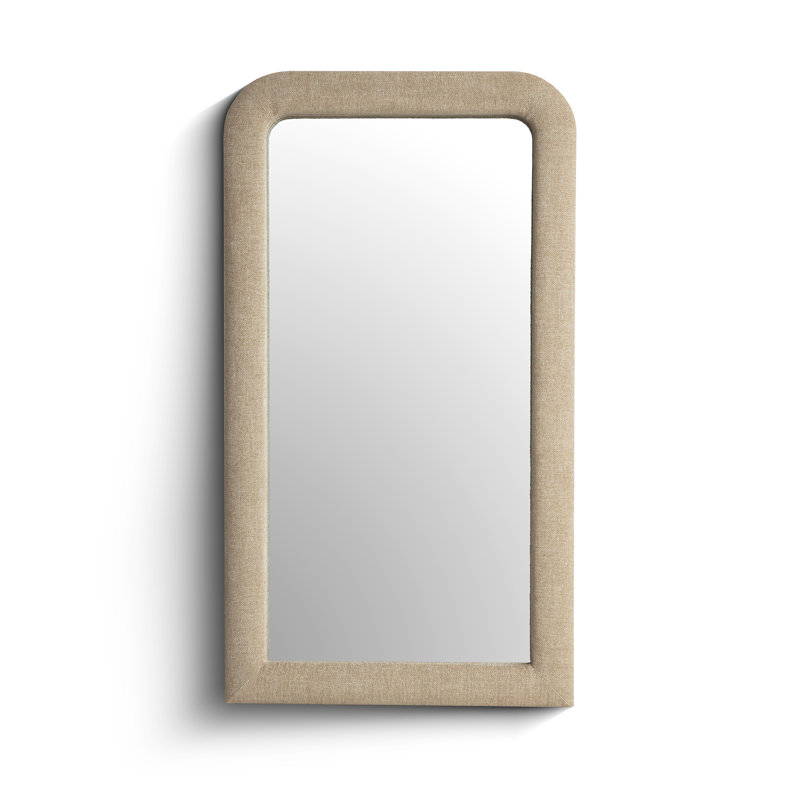 Miroir de plancher surdimensionné en tissu texturé miel Heidi