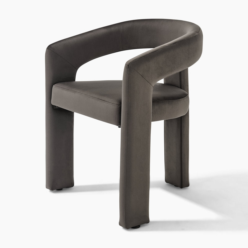 Rokz Luxury Upholstered Velvet Dining Chair - Bold Sculptural Design, Brown