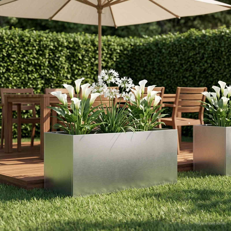 Raised Garden Bed, 40cm H x 100cm W x 40cm D, Silver, 1