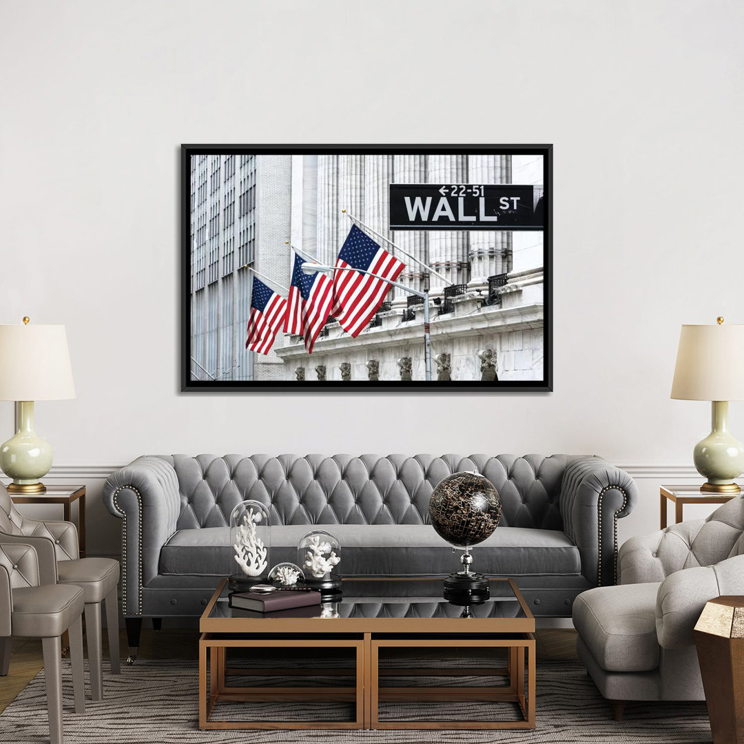 " American Flags & Wall Street Signage, New York Stock Exchange, Financial District, Lower Manhattan, New York City, New York, USA " by Matteo Colombo East Urban Home Mat 