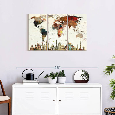 " Colorful Stains World Map " by Tess P 3 - Pieces