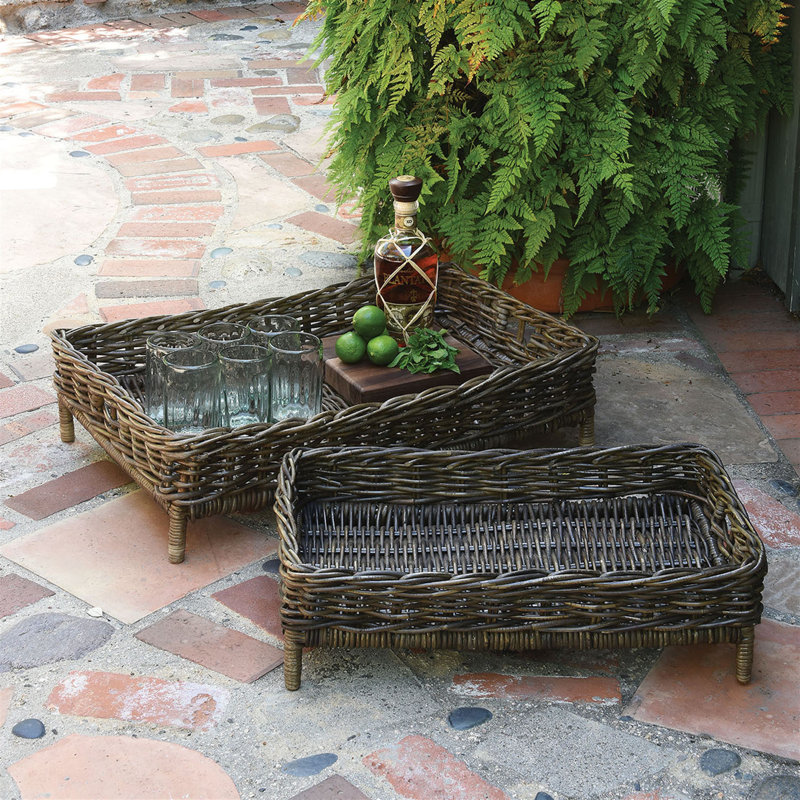 Jurnee Rattan Entertaining Tray Set, 6.5" H x 29" W x 19.5" D