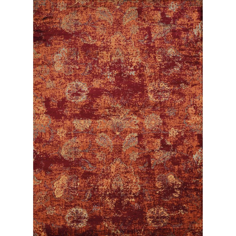 Tapis damassé cramoisi, Rectangle 1 pi 10 po x 3 pi