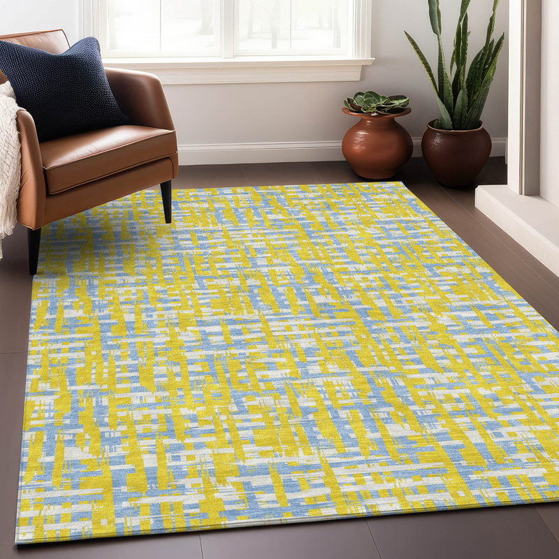 Tapis intérieur / extérieur doré Zarifa , 5' x 7'6"