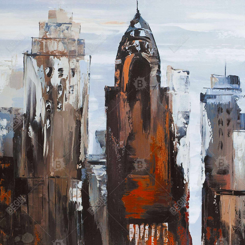 Jour gris dans la ville - Toile contemporaine pour la décoration intérieure, H 36 po x l 36 po
