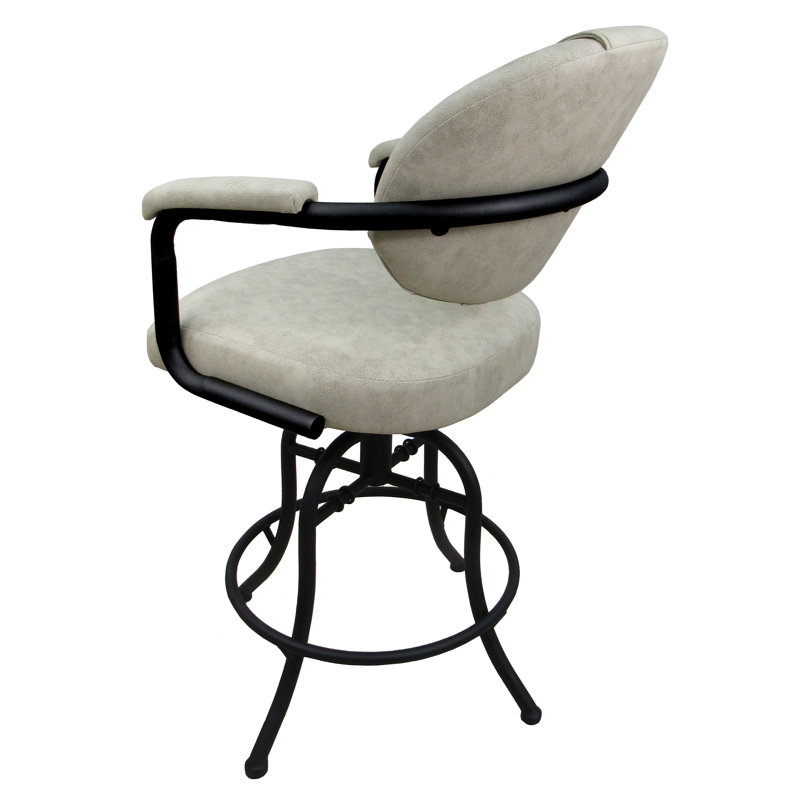 Siyao Swivel Upholstered Counter Stool with Metal Frame, Innova Albaster, Counter Stool (26" Seat Height)