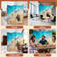 Cloison pliante 4 panneaux paravent Royal Sea Turtle Tropical Beach Turquoise Ocean Waves Seashells Toile écran Séparateur de pièce Autoportant Cloison de protection Cloison d'intimité-147857886-147918516