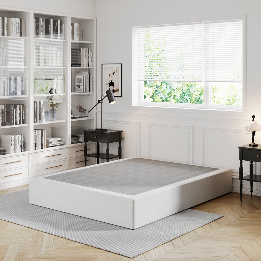 Jessine 8 Inch Metal Box Spring, Fabric - Covered, Easy Assembly Mattress Foundation