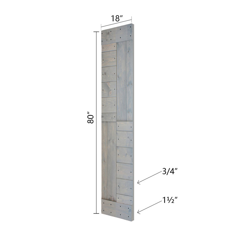 Porte pliante en bois massif en forme de S avec quincaillerie nécessaire, Gris français, 72 po x 80 po