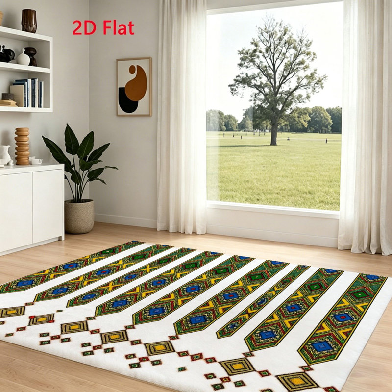 Boho Striped Area Rug, Bohemian Style Geometric Pattern Floor Mat, Soft Fluffy Non-Slip Washable for Living Room, Bedroom, Hallway, Home Decor and Accessories