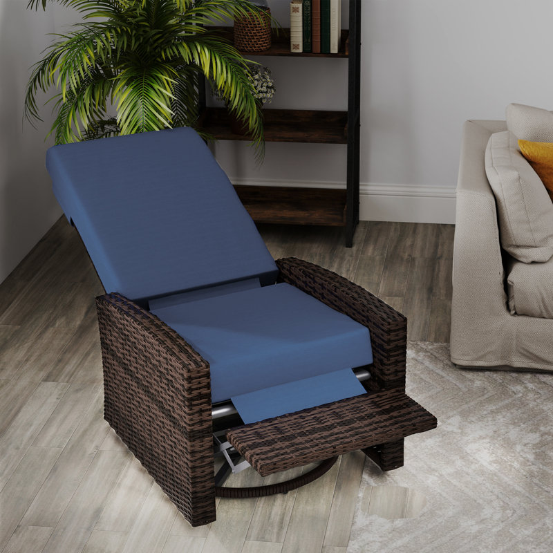 Fauteuil inclinable pivotant à 360 ° avec coussins résistants à l'eau et structure en rotin durable