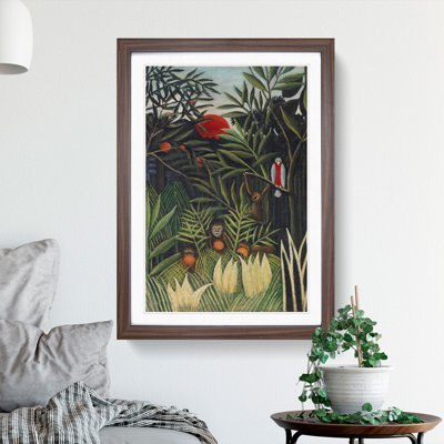 Monkeys and Parrot in the Virgin Forest by Henri Rousseau - Picture Frame Painting