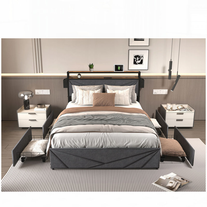 Lit de rangement avec station de charge, Grand