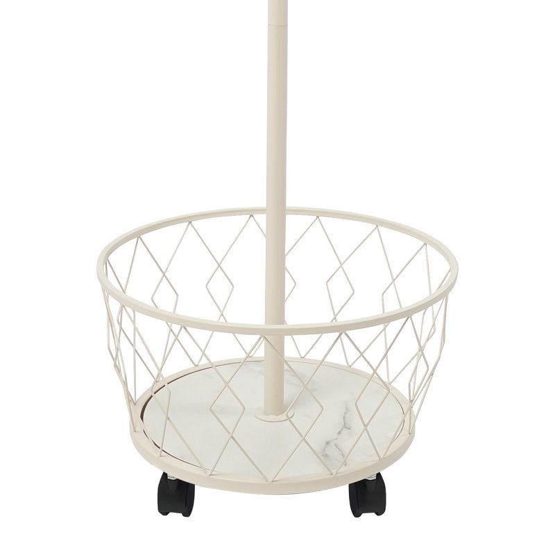 Portemanteau avec panier de rangement, Blanc