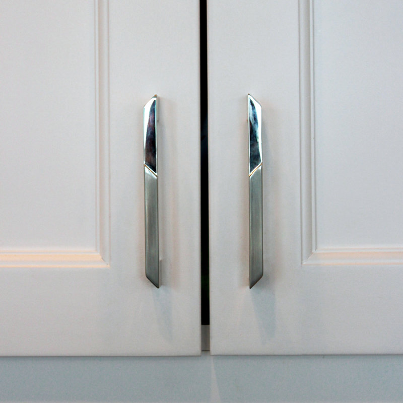 Pyramid Bar / Handle Pull, Solid Brass/Brushed Polished Nickel 