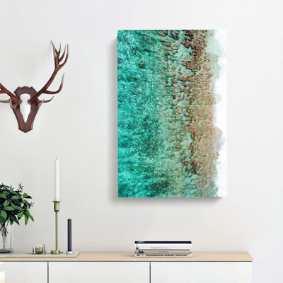 Ocean & The Beach In The Maldives In Abstract - Wrapped Canvas Print