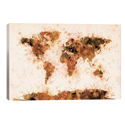 Splash World Map by Michael Tompsett - No Frame Print on Canvas