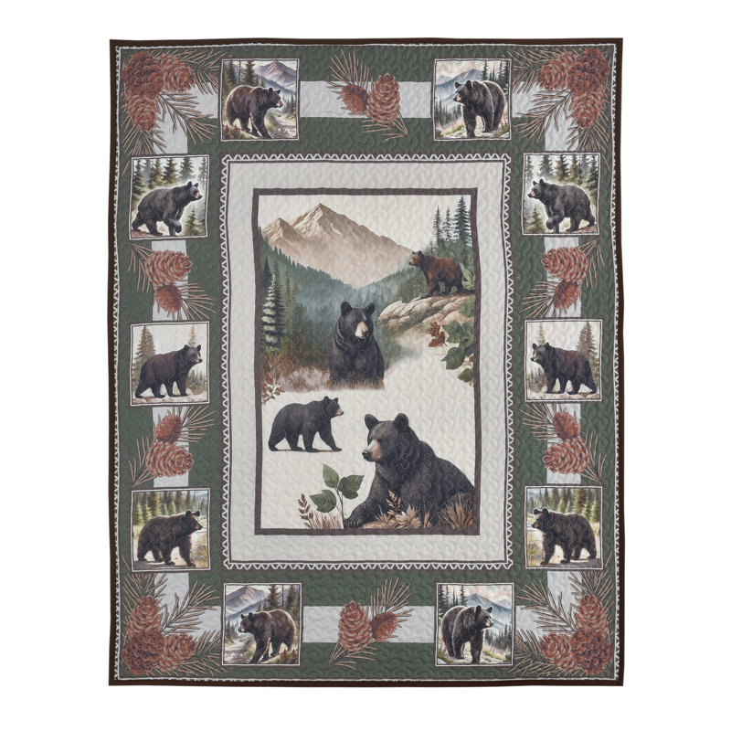 Jeté matelassé en polyester Bears of the Wild Woodland Forest