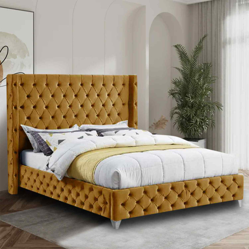 Upholstered Bed, Single (3'), Mustard