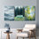 Ensemble de 3 tableaux sur toile représentant une forêt de montagne et un van, pour la décoration du salon, de la chambre ou du bureau.