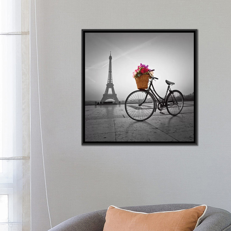 « paris vii », impression sur toile, H 12 po x l 12 po x P 1,5 po, Toile avec cadre noir, Pas de tapis