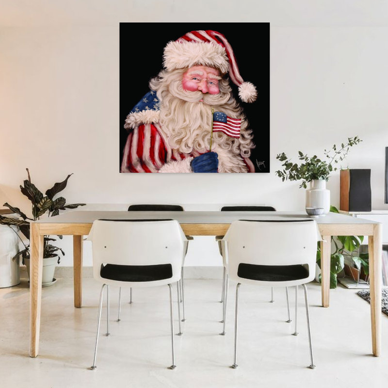 «Patriotic Santa Vintage», art mural, H 36 po x l 36 po