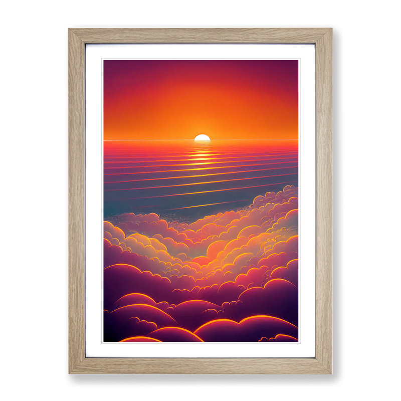 Soothing Sunset - Single Picture Frame Print, 34cm H x 25cm W x 2cm D, Oak Framed