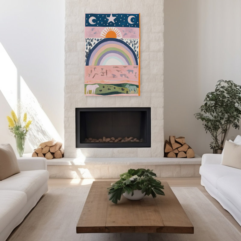 Peaceful Sky Earth Life Peaceful Serene Tranquil Cow Landscape Nature Wall Art Print 1 Piece Wrapped Canvas Wall Art