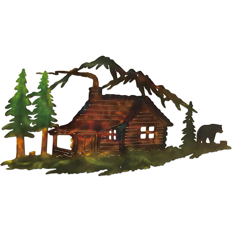 Ours en métal mural - noir rustique - décor de chalet, chalet et ferme 13,78 × 7