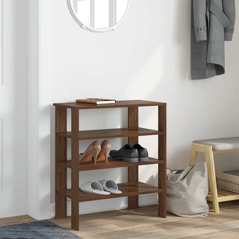 6 Pair Shoe Rack, Brown Oak